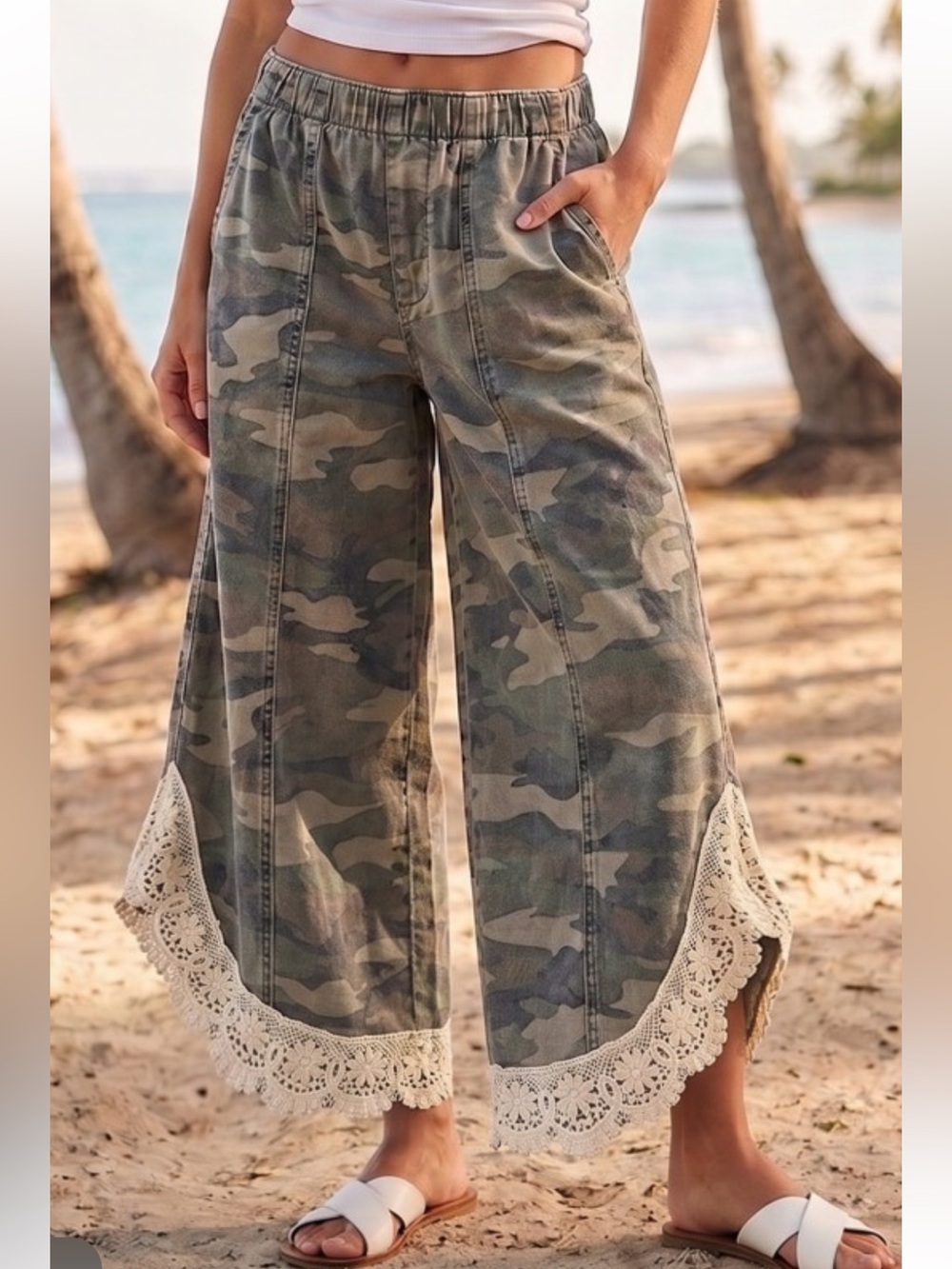 457. Lace Tulip washed camouflage denim relaxed fit jean - Picture 2 of 3